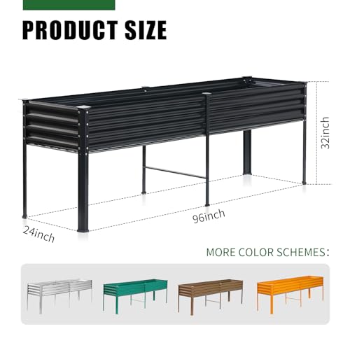 Galvanized Raised Garden Bed with Legs (Gray / 96×24×32in)