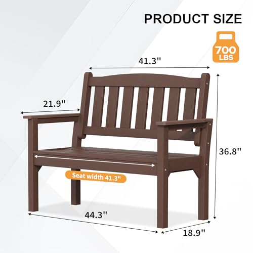 2 Person Poly Lumber Outdoor Garden Bench 700 Lbs Capacity (Brown / 2-Person)