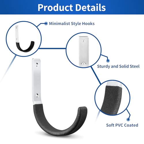 Heavy Duty Steel Garage Hooks (Black 6 Pack)