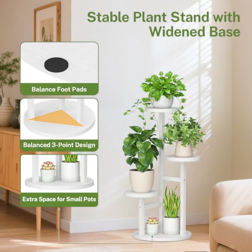 3 Tier Wood Plant Stand Indoor Outdoor Corner Tall Shelf (Pine White / 3 Tiers)