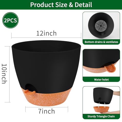 12 Inch Self Watering Planters (2 Count)