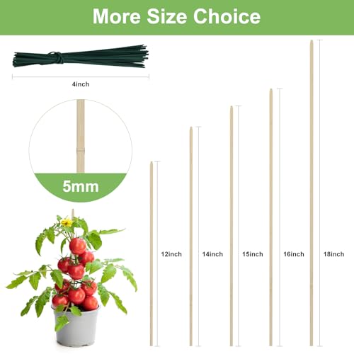 46 PCS Bamboo Plant Stakes 14 Inch (14 Inch)