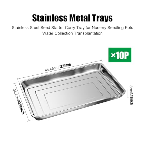 10 Pack Large Stainless Steel Seedling Trays (Large-10P)