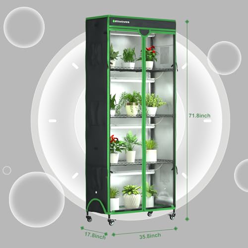 Indoor Greenhouse with Grow Light (35.8"W x 17.8"D x 71.8"H W/Cover)