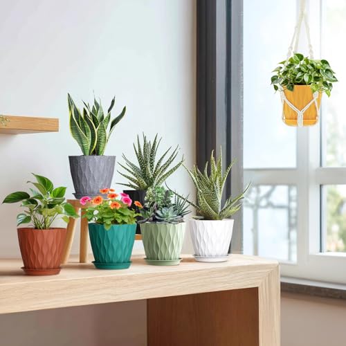 7 inch Plant Pots for Indoor Outdoor Plants (5 Count)