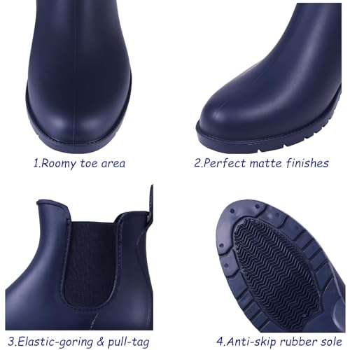 Women's Ankle Rain Boots Waterproof Chelsea Boots