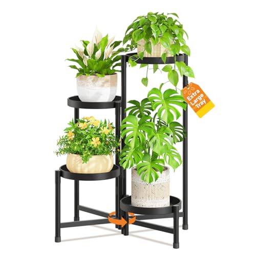 Plant Stand Indoor with 10 Inch Large Metal Tray
