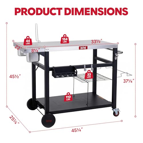 Outdoor Pizza Prep Table with Topping Station & Stainless Steel Top (Table with Topping Station)