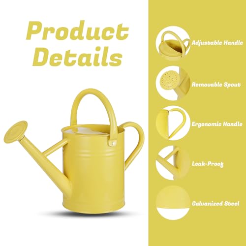 1 Gallon Watering Can for Plants (Cute Yellow)