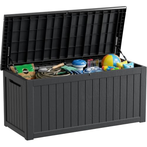 300 Gallon Deck Boxes Outdoor Waterproof (Black / 300 GAL)