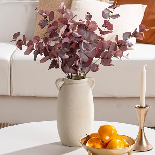 Ceramic Flower Vase 12 inch Farmhouse Rustic Vase Decorative Pottery Terracotta Tall Vases for Home Decor Table Mantle Fireplace Living Room Bathroom Wedding Centerpiece (L-antique Off White)