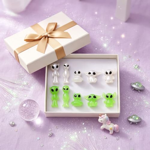20Pcs Mini Resin Glow in the Dark Alien Figures for Garden Landscape (Alien)