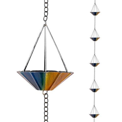 9.6 Ft Rain Chains for Outside with 10 Colorful Cups (Multi)