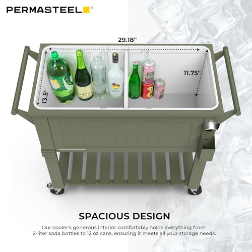 Party Cooler with Divider (80-Qt with Divider / Green)