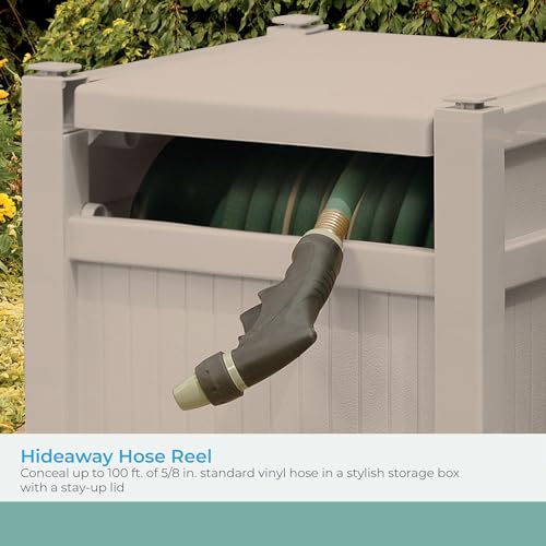 100' Garden Hose Reel Hideaway for 5 (100' (Light Taupe))