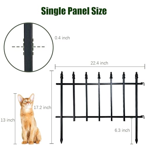 18" H x 22" W Decorative Metal Garden Border Fence (Black / 18″ H x 18.3 ft (10 Panels))