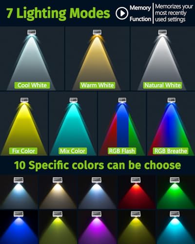 Solar Fence Lights Outdoor Waterproof Warm & Cool White & RGB（12Pack White） (12 Count)