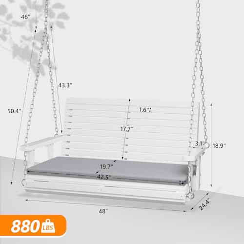 4 FT Heavy Duty Porch Swing with Cushion (White / 4 FT)