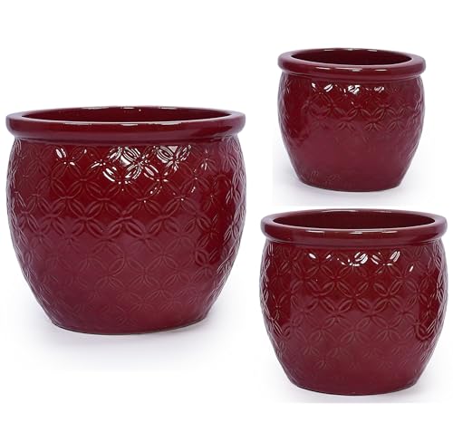 Ceramic Plant Pots Set of 3 (Brick Red)