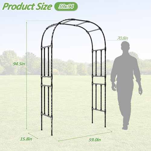 Thickened Metal Garden Arch (59（L）*94(H)*16(W)IN)