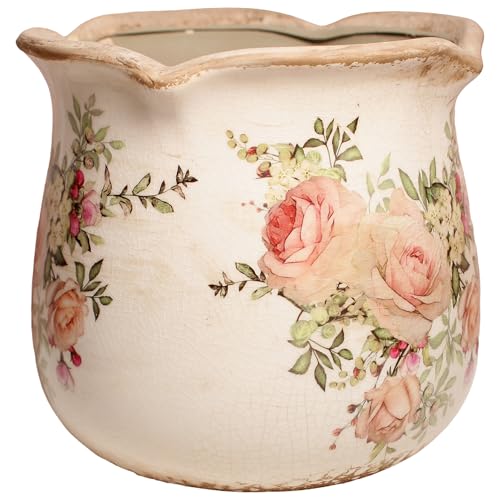 Ceramic Flower Vase (Ivory Blush Floral)