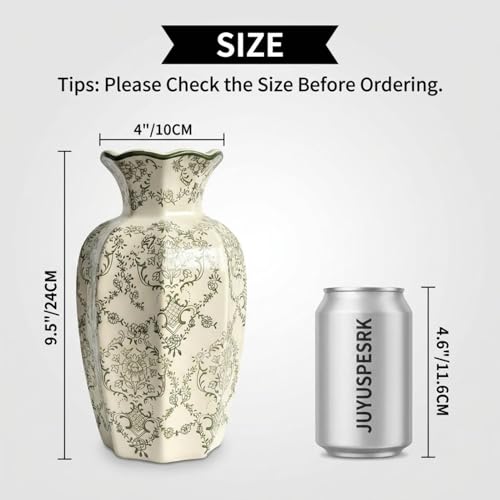 Chinoiserie Ceramic Vase (Green White02 / Large)