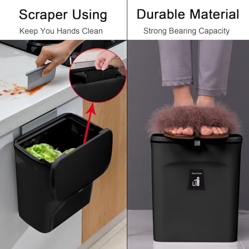 2.4 Gallon Kitchen Compost Bin for Counter Top or Under Sink (Black)