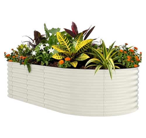 10x4x1.5ft Galvanized Raised Garden Bed (Beige-oval / 10x4x1.5ft)