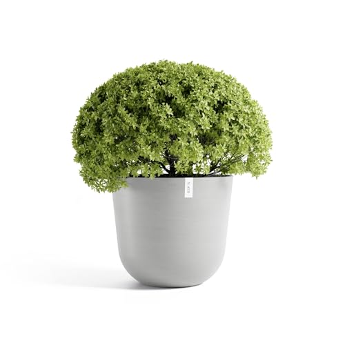 Oslo Round Flower Planter (White Grey / 25.5")
