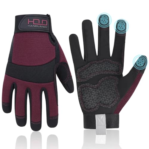 Work Gloves for Women (Small (Pack of 1) / Black -Burgundy)
