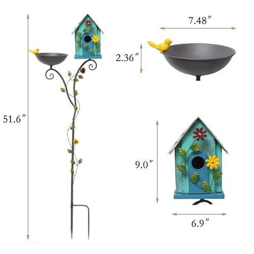 52" H Metal Bird Bath (Green)