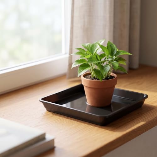15 PCS 9 x 9 Inch Square Plant Saucer (8.8 Inch 15 Pcs / Black)