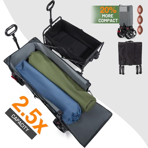 47" L Collapsible Folding Wagon with Tailgate & Brake (Gray / 250L)