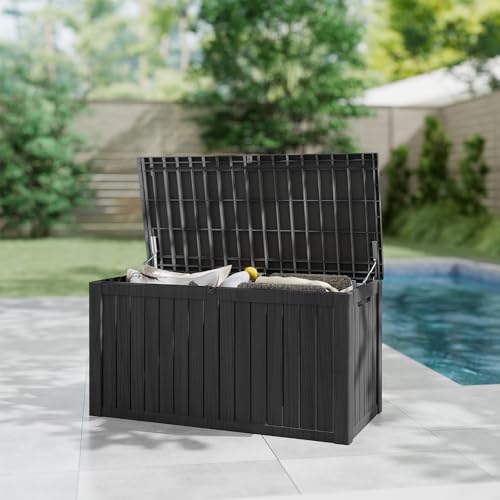 180 Gallon Deck Boxes Outdoor Waterproof (Black / 180 GAL)