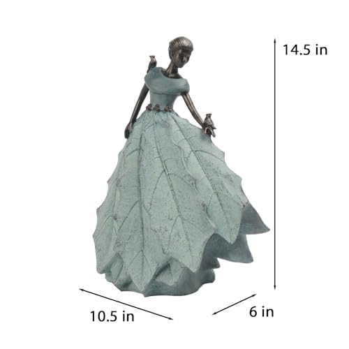 Fairy Garden Statue Maiden Home Decor 14.5 Inch Table Decoration (Green-14.5 Inch)