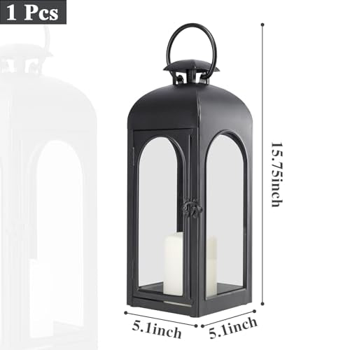 Decorative Outdoor Lantern Candle (Black Lantern Remote Control / 16 Inch)