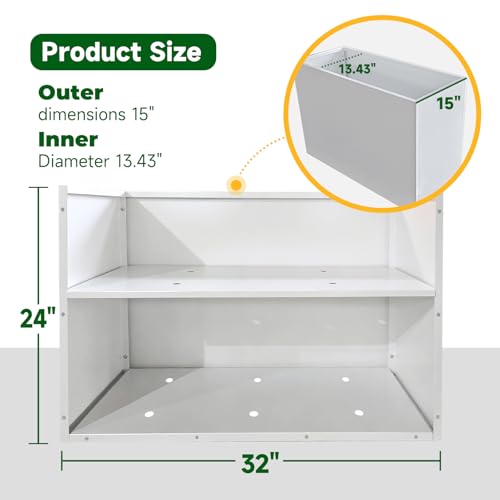Metal Heavy Planter 32" L x 15" W x 24" H White Metal Rectangular Planter