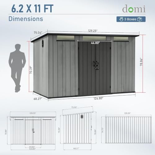 Domi 6.2X11FT Resin Outdoor Storage Shed (6.2x11FT)