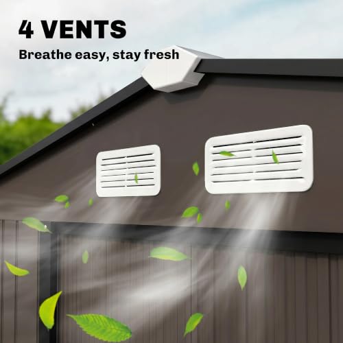 9' x 6' Outdoor Storage Shed Garden Tool Metal Shed Brown (Brown / 9' x 6')