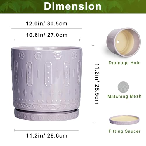 Ceramic Plant Pots (12 Inch / Purple)