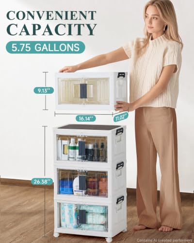 23QT Storage Bins with Lids for Closet (White / 23QT)