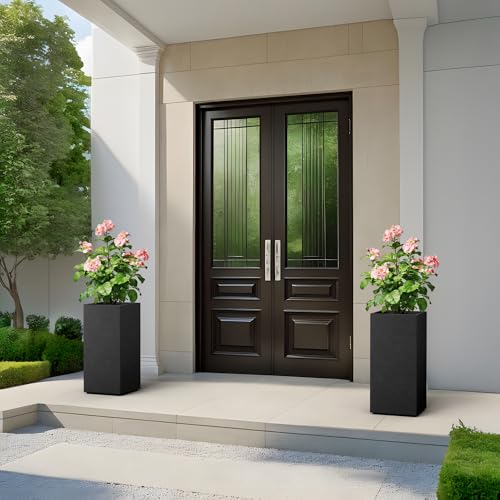 Accent Column Square Black Concrete Planter 23.6" H (Black / 23.6" H)