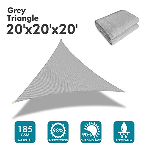20'x20'x20' Sun Shade Sail Gray Curved Triangle (Gray / 2 0' X 2 0' X 2 0')