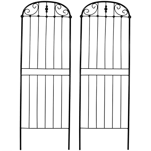 Sunnydaze 32" Black Metal Garden Trellis for Climbing Plants (Elegant Scroll - 32")
