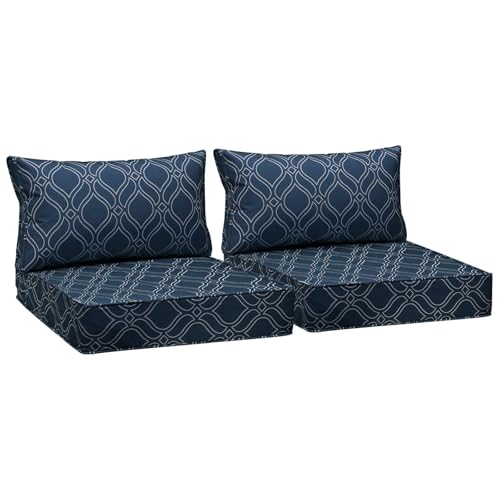 Outdoor Chair Cushions (Slate Blue Vine Trellis / 24"x24"x5" / 24"x13.5")