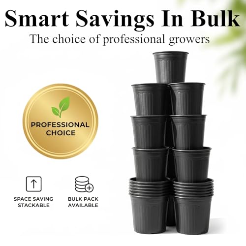 50 Pack 2 Gallon Flexible Plant Nursery Pots for Plants with Drainage Holes (2 Gallon)