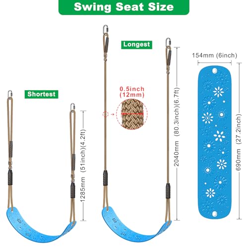 Swing Set Accessories Kids Swing Seat with Adjustable Rope (Blue Swing Seat (1 Pack))