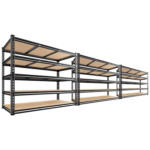 48" W Garage Shelving 3080LBS Storage Shelves 5 Tier Industrial Shelving Adjustable Metal Storage Shelves for Garage (48" W x 72" H x 24" D)