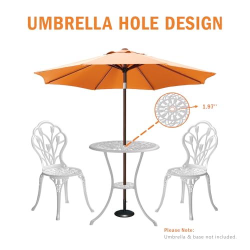 Outdoor Bistro Table and Chairs Set of 2 (Tulip / White)