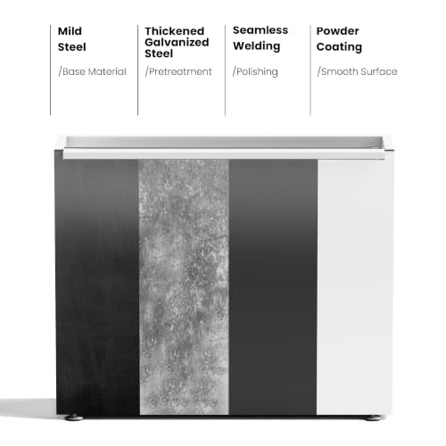 30" H Rectangular Metal Planter with Led Light for Indoor Outdoor White (White / 30"H×10"W×30"L)